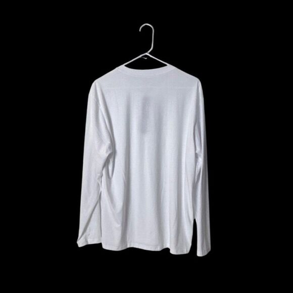 Mens White Long Sleeve Henley Shirt With Pocket 65% Cotton 35% Polyester - Picture 4 of 6